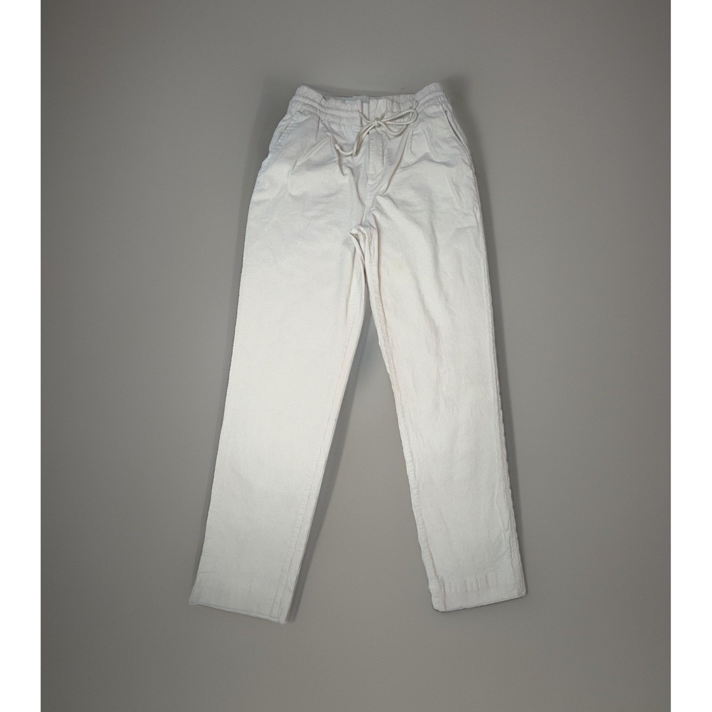 Gap Woman's Beige Corduroy Joggers Elastic Drawstring Waist Tapered Size 8 Long
